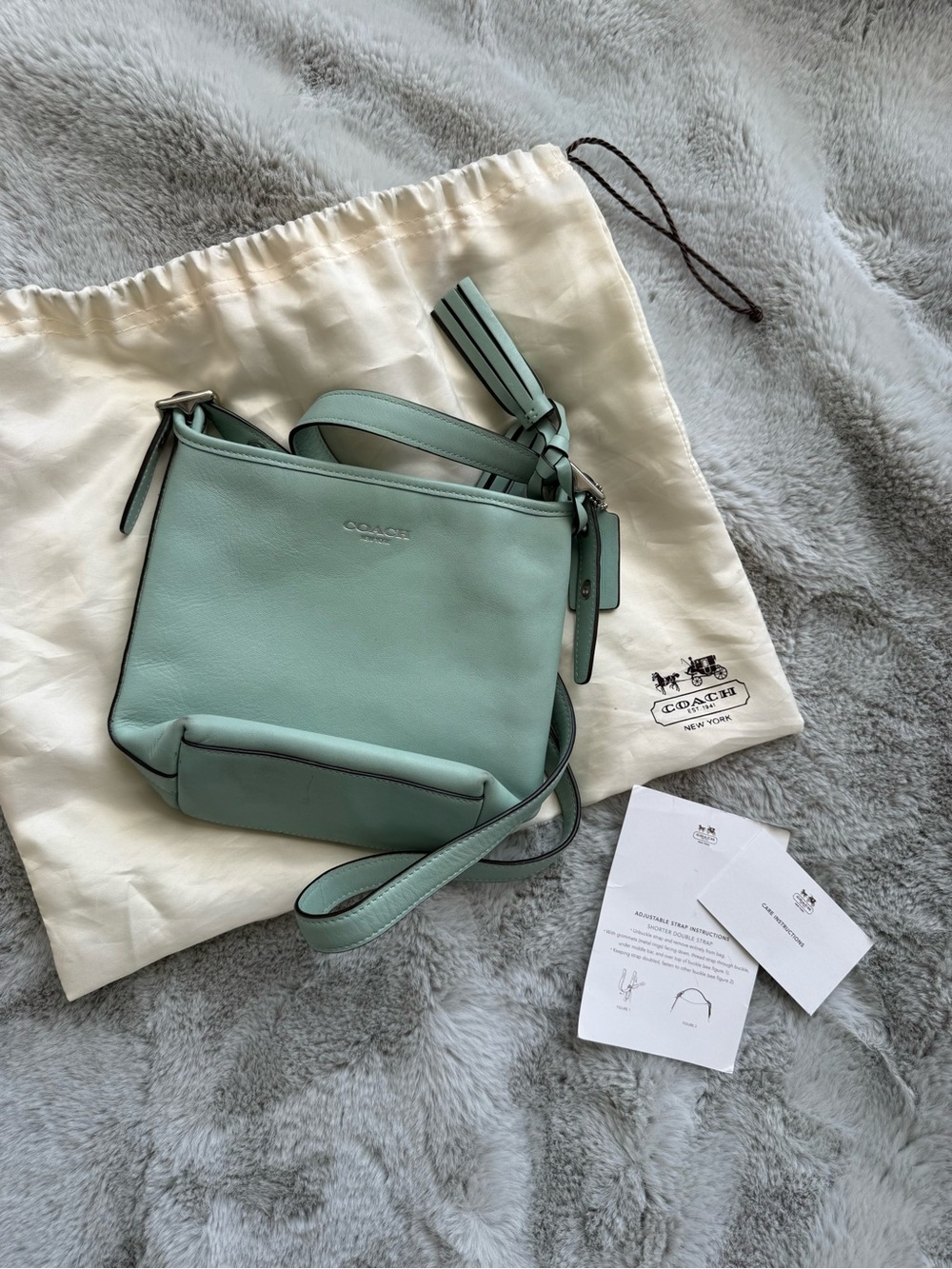 Coach Pebbled Leather Crossbody Bag in Mint
